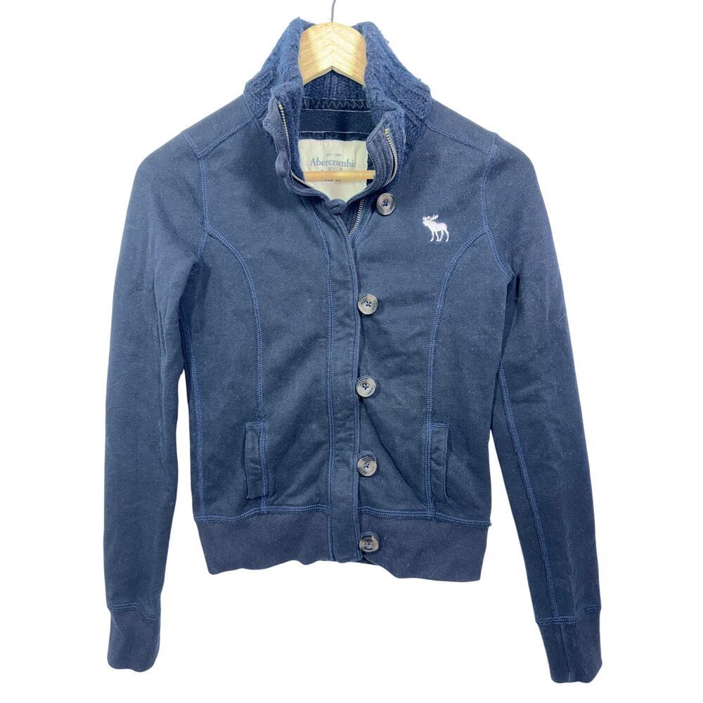 Abercrombie & Fitch Navy Blue Wool Sweatshirt Jacket Coat Womens Size Small (S)